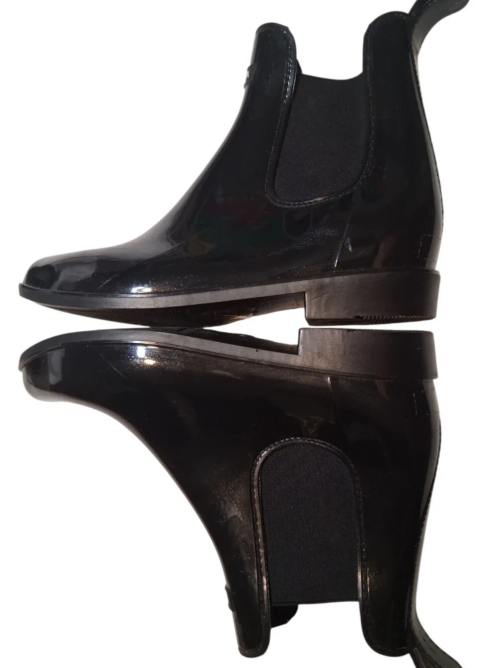 Nautica Shayna Black Glossy Chelsea Rain Boots Size 9 Rainwear Casual